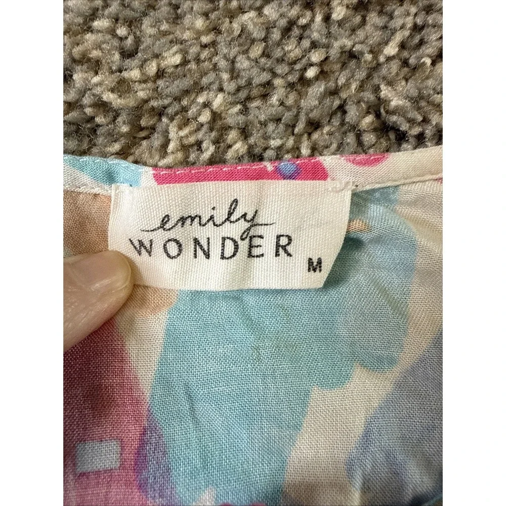 Emily Wonder Women's Top Pink Orange Flutter Sleeve Vivid Colorful Size M - Picture 5 of 5